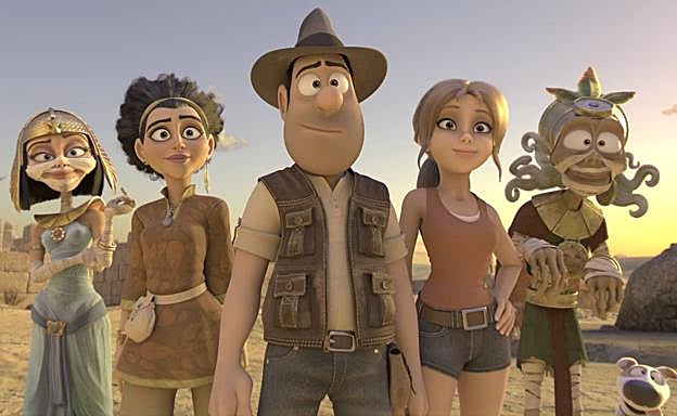 Ra Amon Ah, Victoria Moon, Tadeo Jones, Sara Lavrof, Momia y el perrillo Jeff.