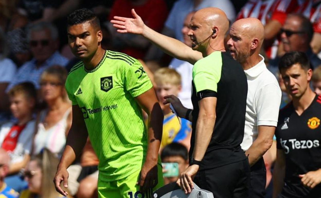 Casemiro, en su debut con el Manchester United. 