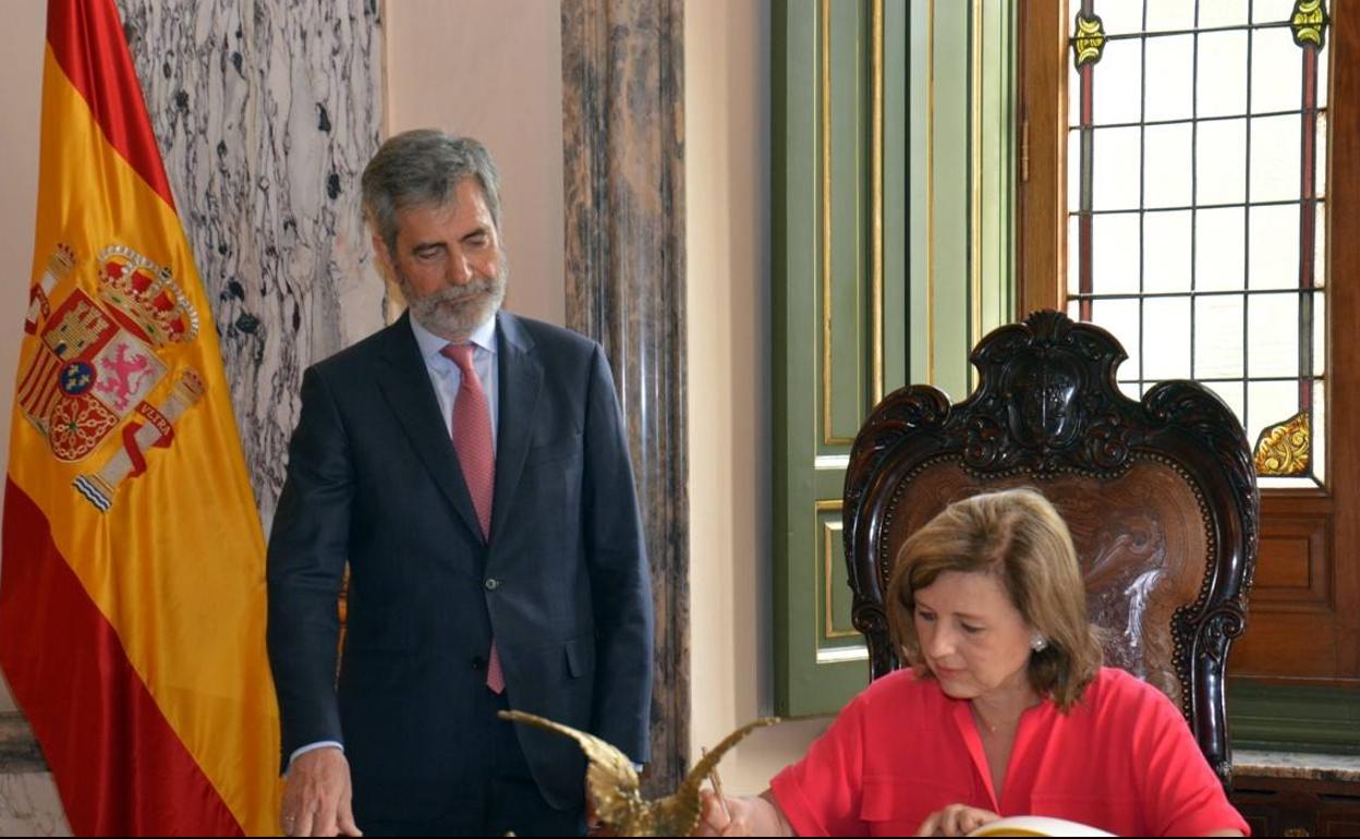 Vera Jourobá y Carlos Lesmes.