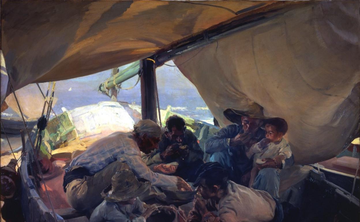 'Comida en la barca', cuadro del pintor valenciano Joaquín Sorolla (1898). 