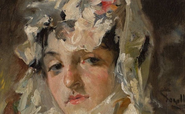 'Cabeza de mujer con mantilla blanca' (detalle). Joaquín 