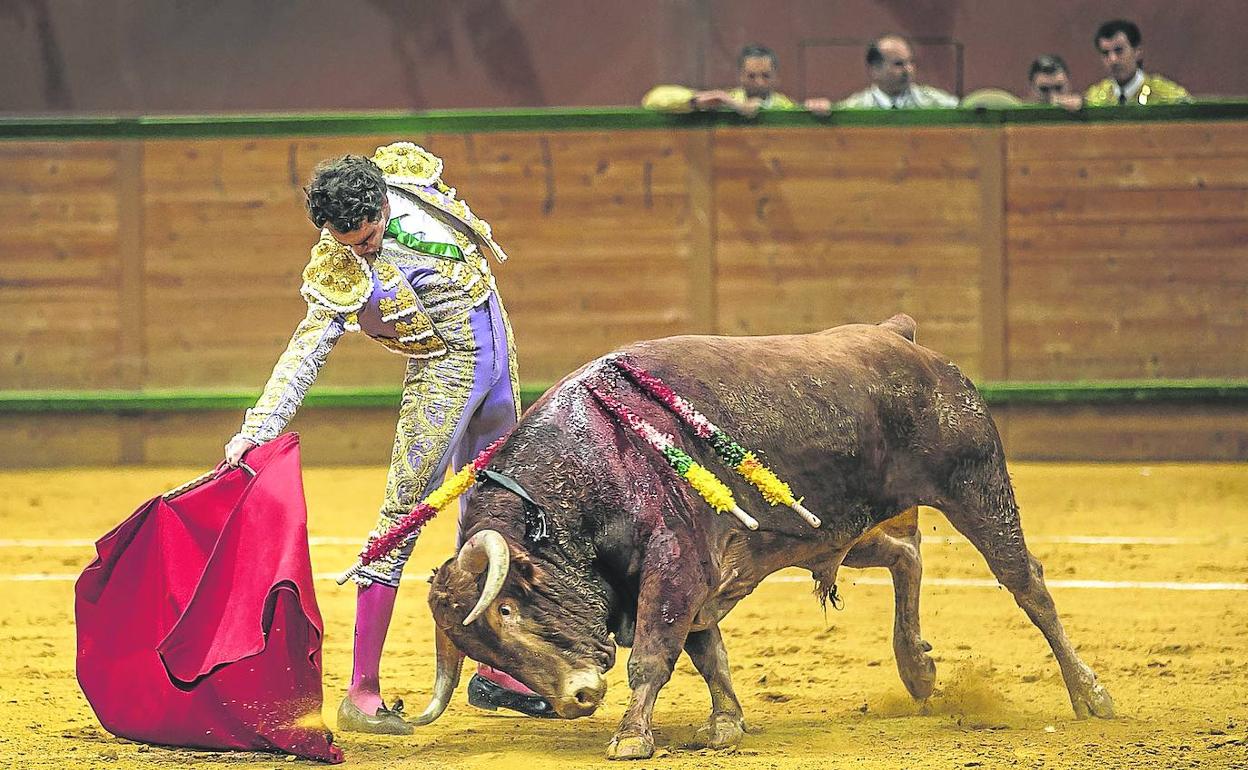 Víctor Hernández toreó con hondura al cuarto novillo de El Cortijillo con la mano diestra.