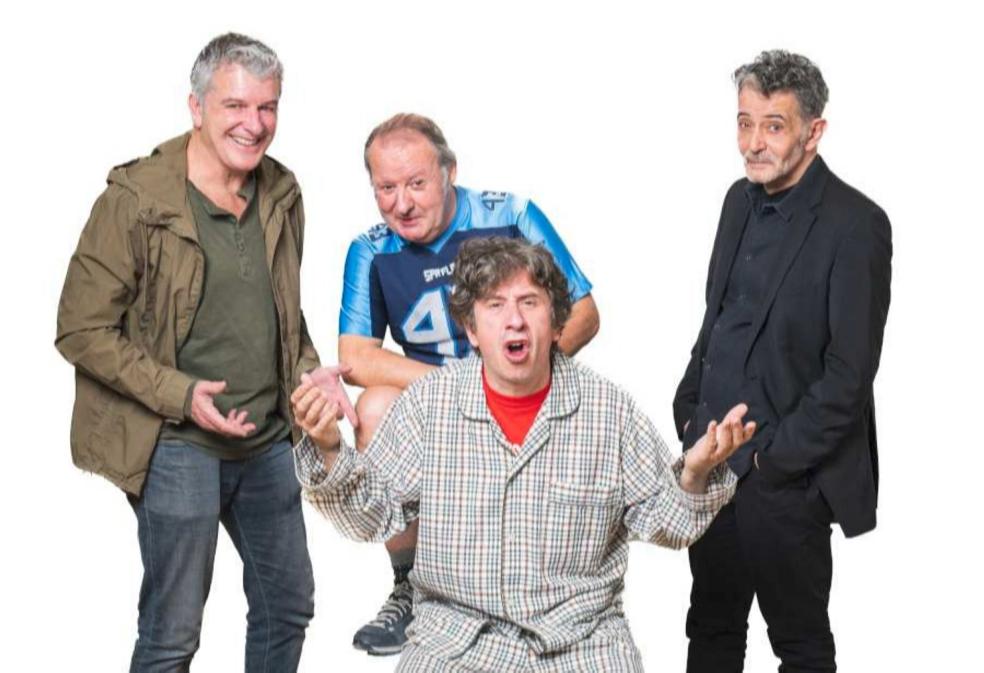 Los protagonistas de la comedia 'La curva de la felicidad', con Gabino Diego. 