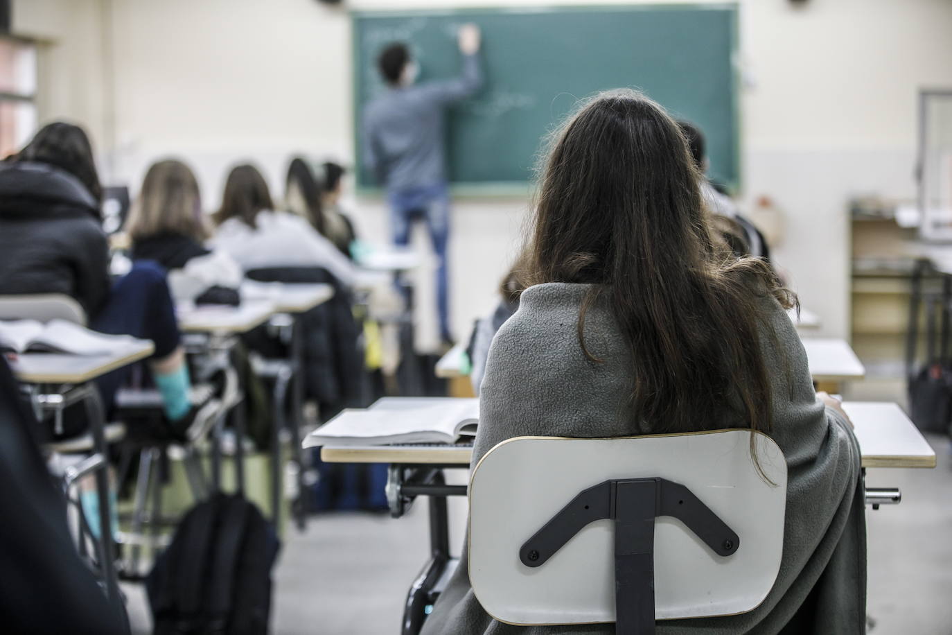 Imagen de un aula riojana durante la pandemia.