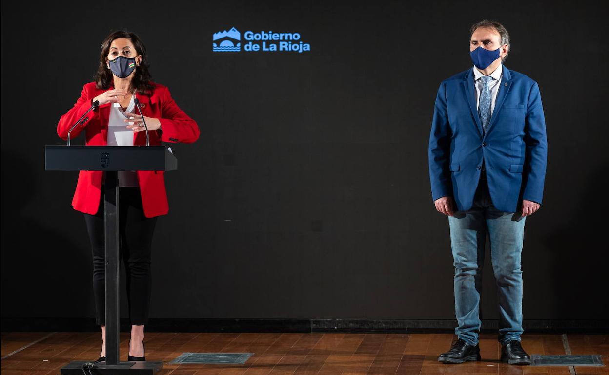 La presidenta de La Rioja, Concha Andreu, con el delegado del Plan de Transformación, José Ignacio Castresana. 