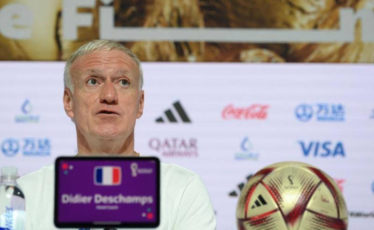 El seleccionador de Francia, Didier Deschamps, hoy en rueda de prensa.