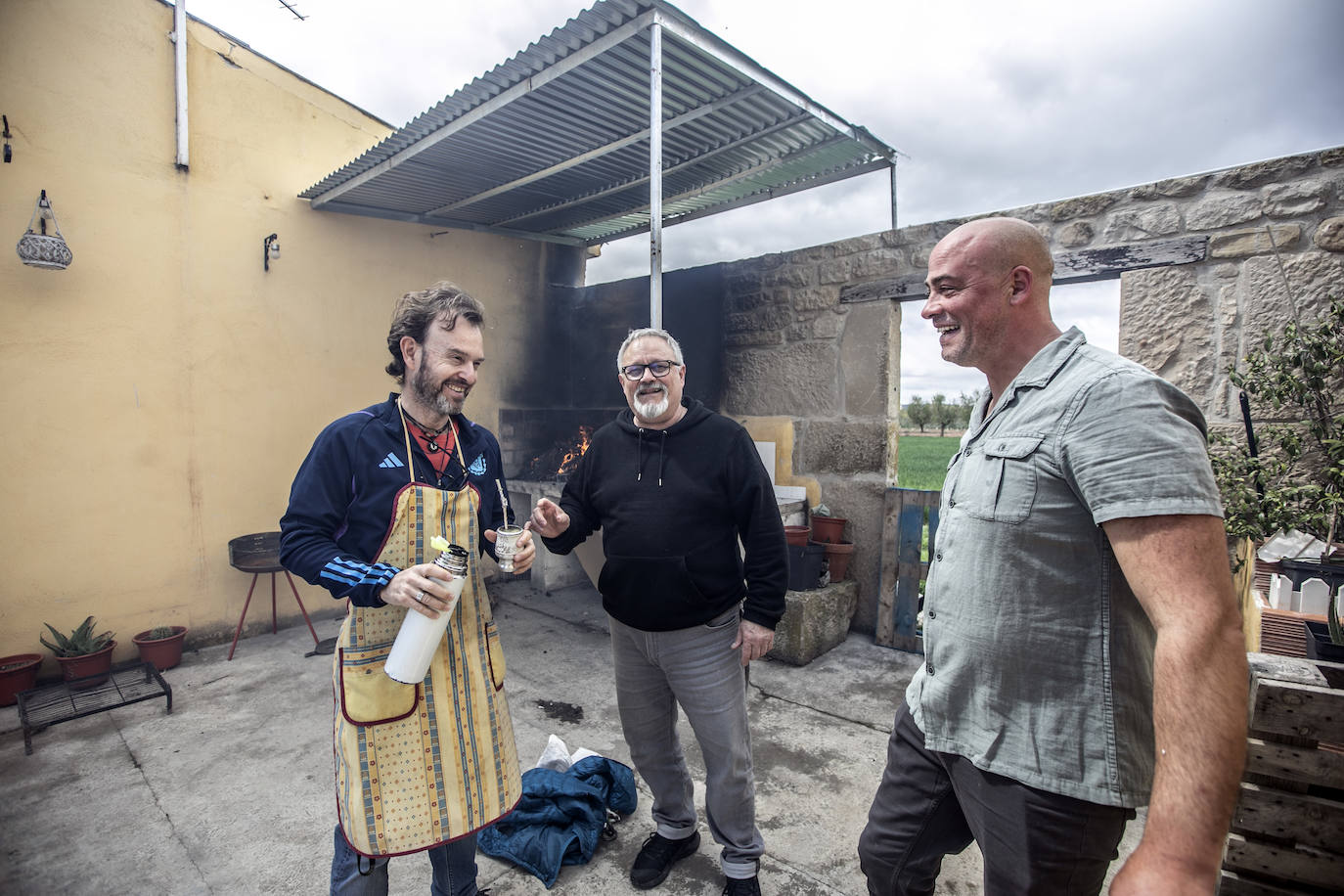 Tres argentinos durante la quedada celebrada en Arrúbal este domingo.