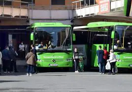 Pasajeros en la estación de autobuses de Logroño.
