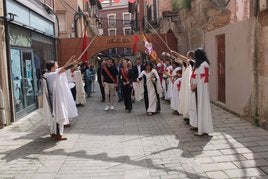 Los Reyes de las fiestas, durante la inauguración del Mercado Medieval de Nájera.