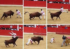 Secuencia de imágenes de la cogida al recortador en Alfaro.