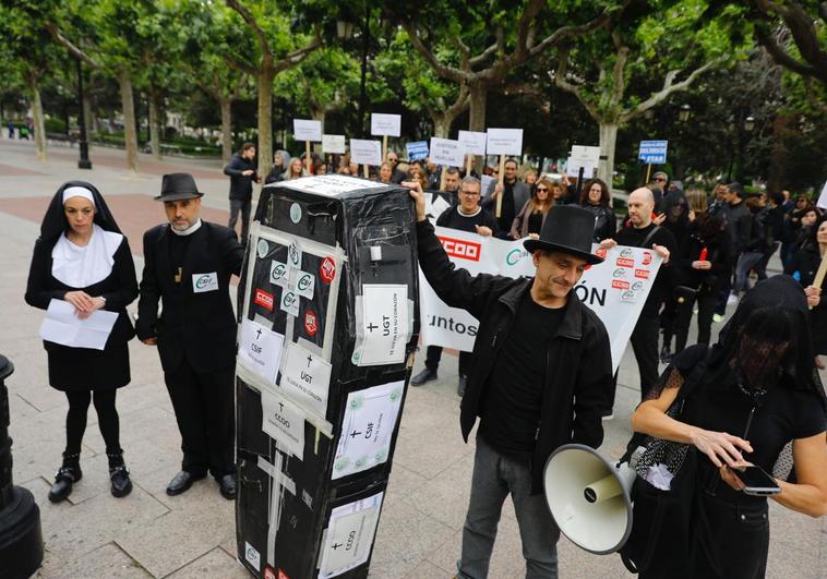 Imagen de la protesta de esta mañana.