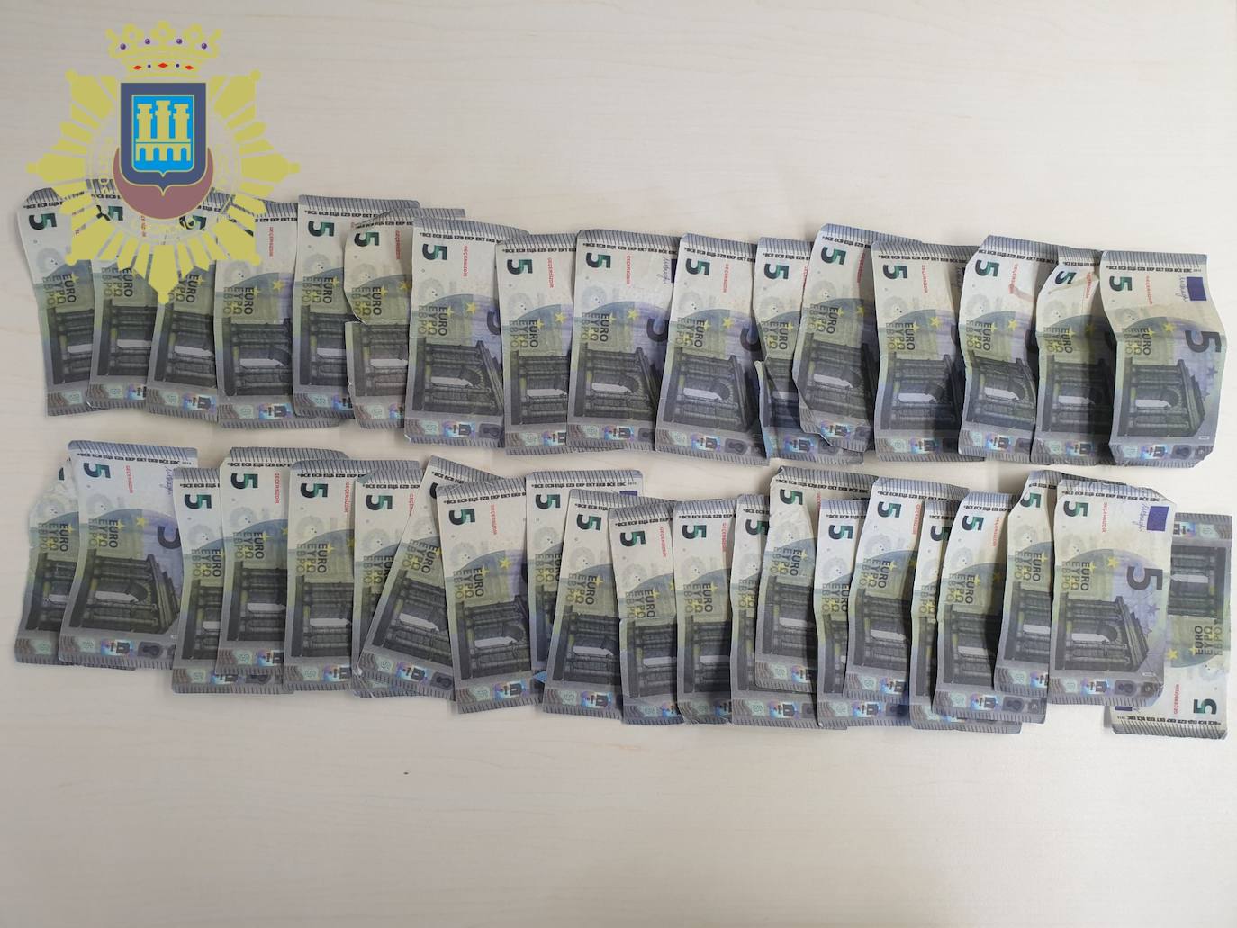 Los billetes retenidos por la Policía de Logroño.