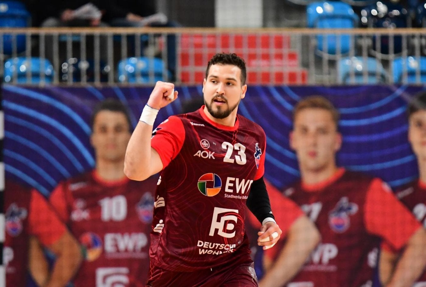 Rolando Uríos celebra uno de sus últimos goles con la camiseta del Vfl Potsdam.