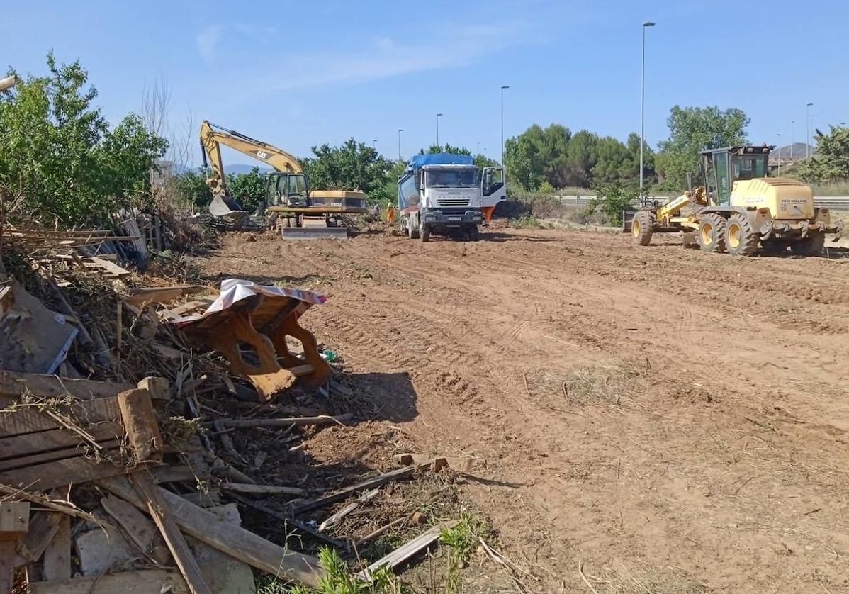 Tierra donde antes había huertas ilegales y este jueves continuaban trabajando las máquinas.