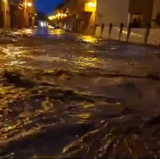 Una tormenta convierte las calles de Huércanos en ríos