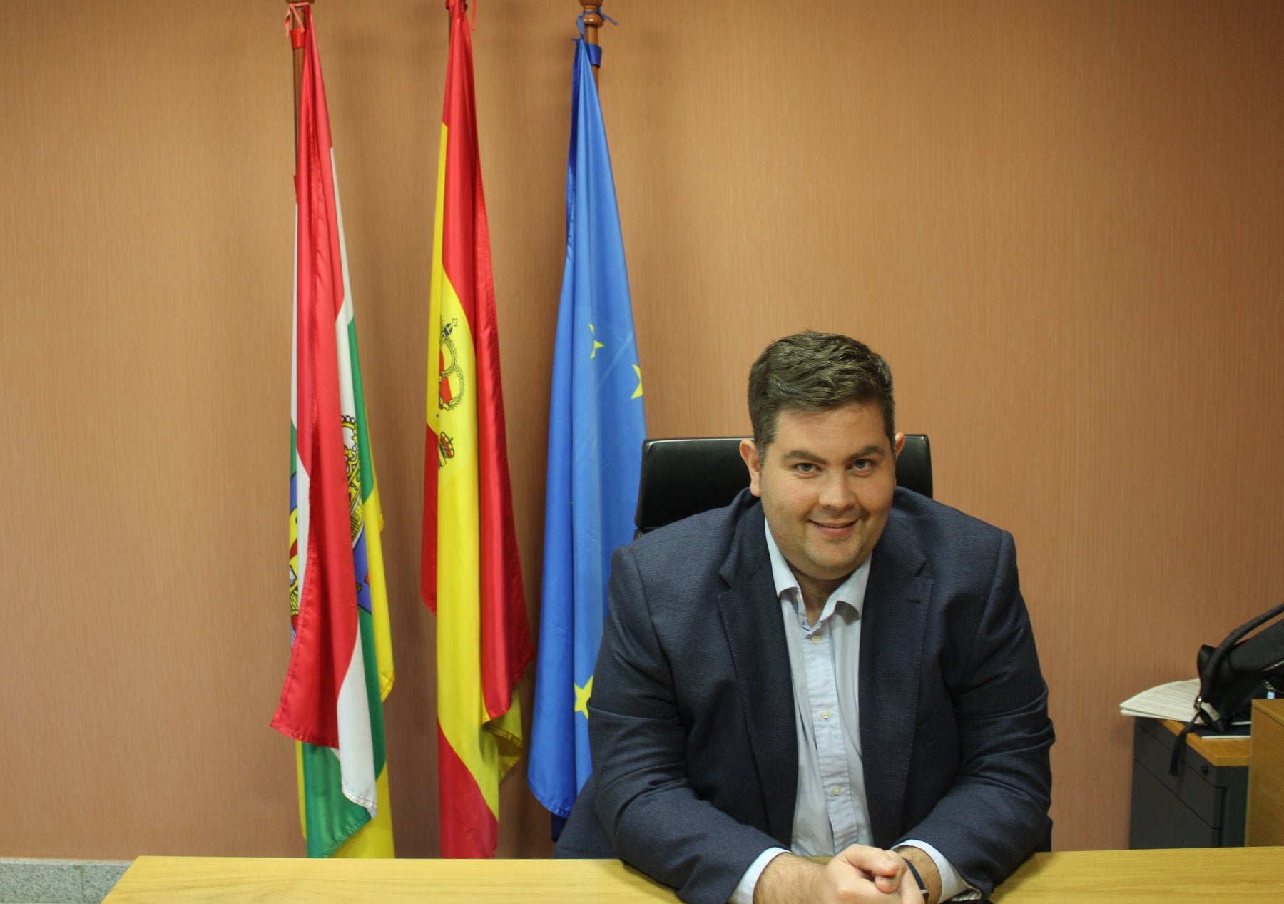 Jorge Salaverri, el nuevo alcalde najerino, en su despacho en el Ayuntamiento de la localidad.