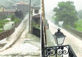 Ríos de granizo, ayer tarde en las calles de Viniegra de Abajo.