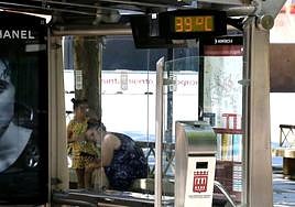 Temperatura que marcaba ayer tarde un termómetro en Logroño.