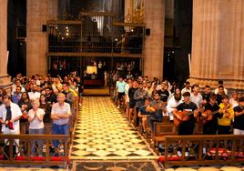 Jóvenes y catequistas, en la mañana de ayer en la catedral de Calahorra.