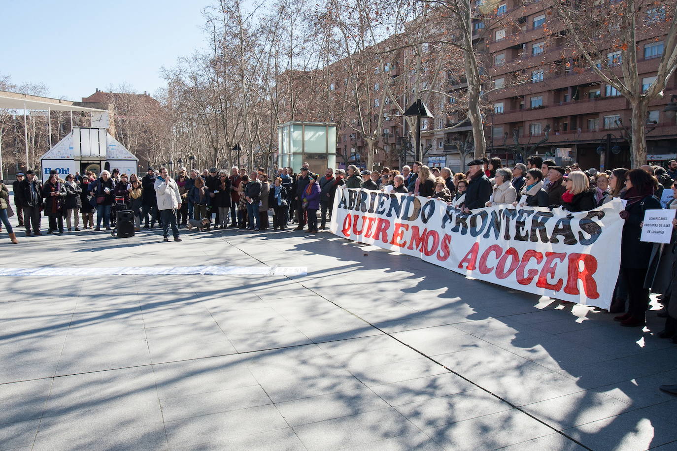 Manifestación en favor de los refugiados en 2018 en la plaza del Ayuntamiento.