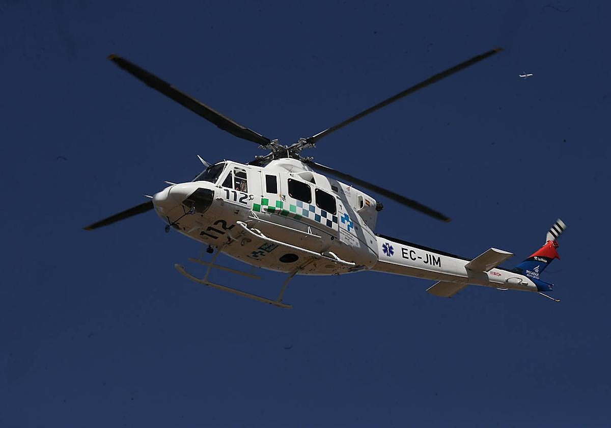 El helicóptero del SOS Rioja ha trasladado a la accidentada.