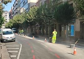 Obras de supresión del carril bici de la avenida de Portugal