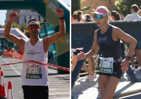 Aritz Arazuri y María Rosa Romero, vencedores de la Maratón de Logroño.