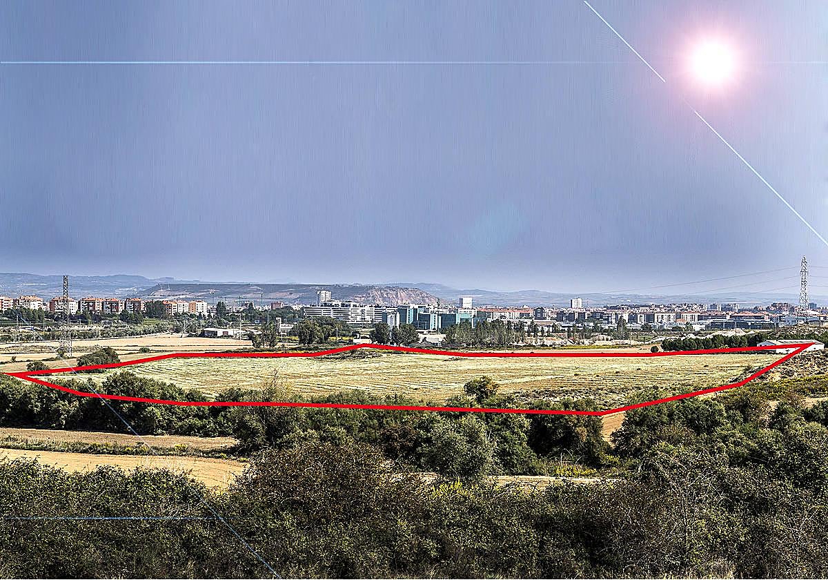 A la vista desde las afueras. Terrenos, de 12,68 hectáreas en total, donde se proyectan los dos parques solares tras estudiar varias alternativas en la zona suroeste de Logroño. :