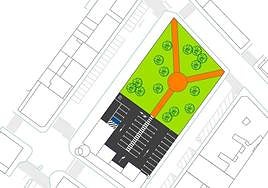 Plano del aparcamiento del cuartel.