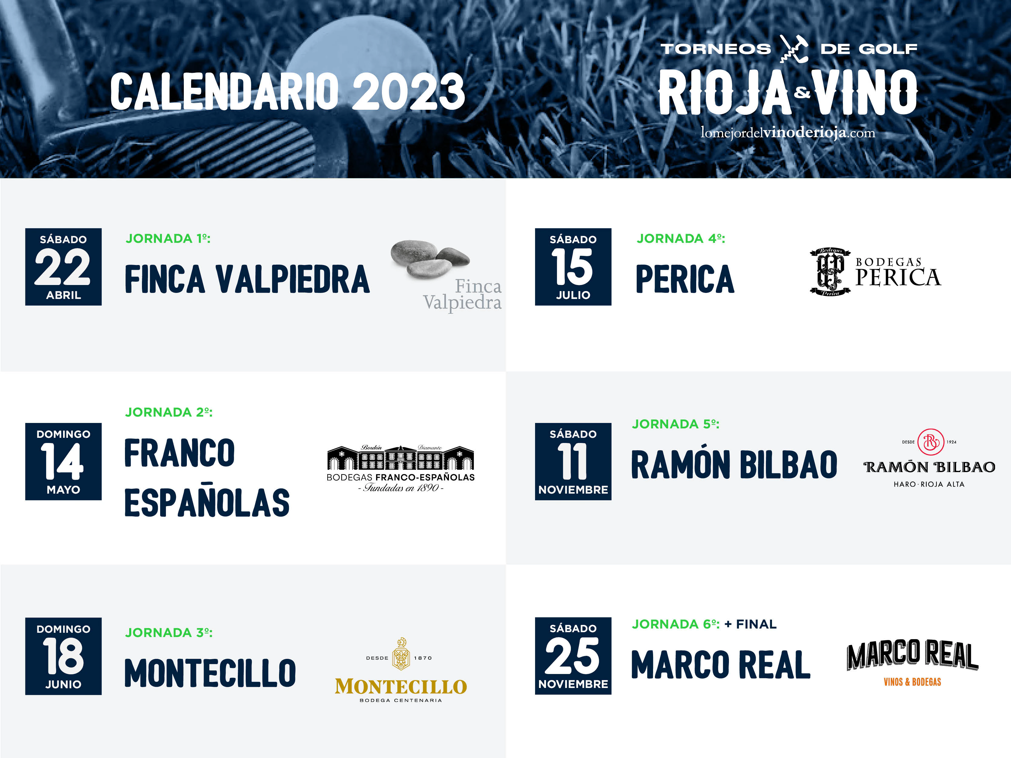 Calendario de los Torneos de Golf Rioja  La Rioja