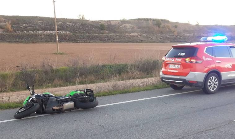 Imagen de la motocicleta accidentada en el término de Mendavia.