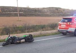 Imagen de la motocicleta accidentada en el término de Mendavia.