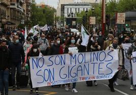 Manifestación en Logroño contra los megaparques eólicos.