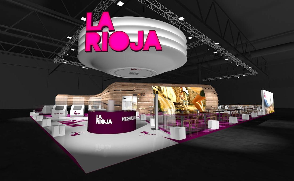 Recreación del pabellón institucional de La Rioja en la feria de turismo Fitur 2021 
