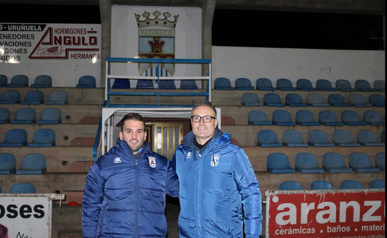 García y Guerra en su primer entrenamiento en La Salera. 