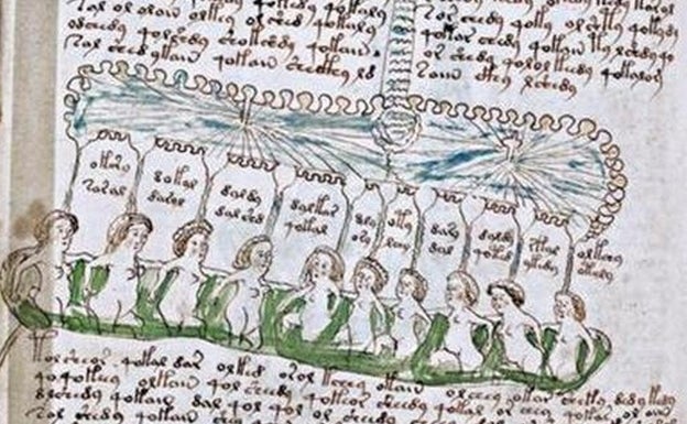 Mujeres desnudas en otra de las páginas ilustradas del manuscrito.