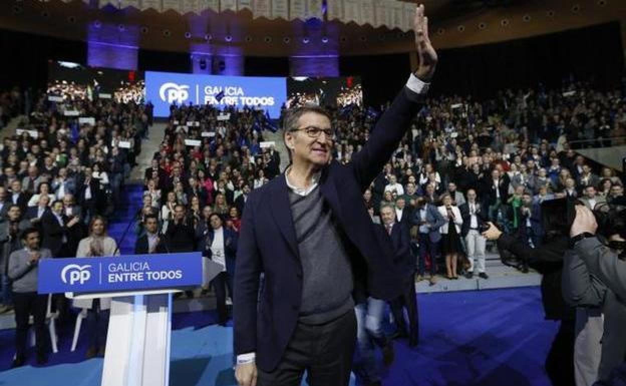 El presidente del PP, Alberto Núñez Feijóo, en un acto del PP gallego.