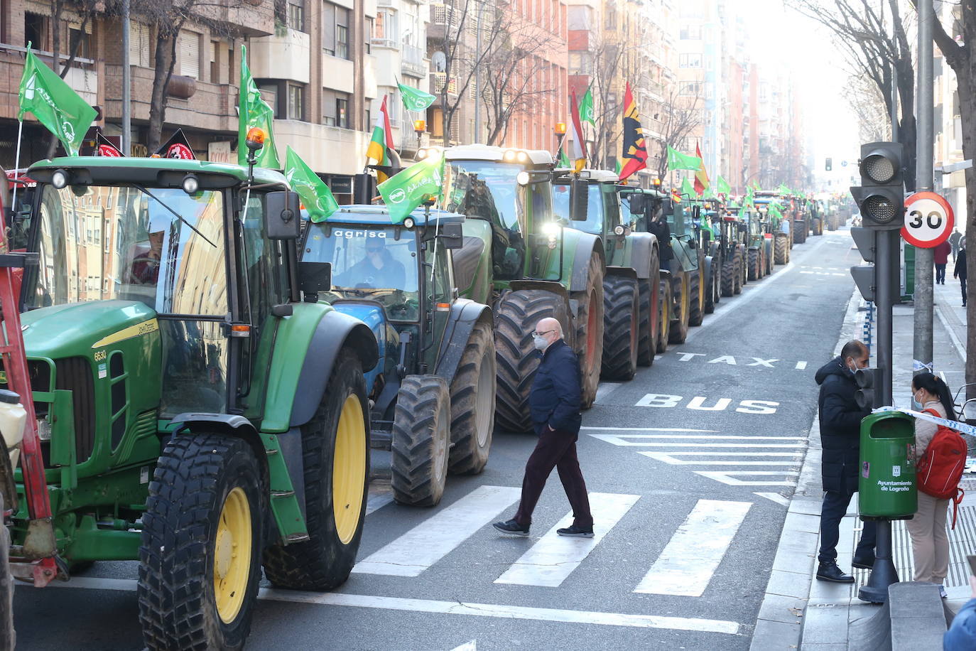 Movilización pasada, con representantes de Arag-Asaja en la logroñesa Vara de Rey. 