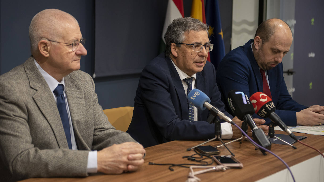 Santiago Rodríguez, Pablo Rubio y Jorge Medel, en la rueda de prensa ofrecida este lunes.