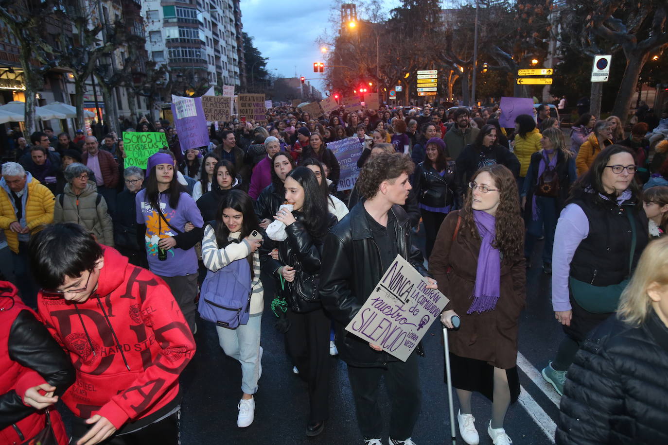 Fotos: Manifestación del 8M en Logroño bajo la lluvia