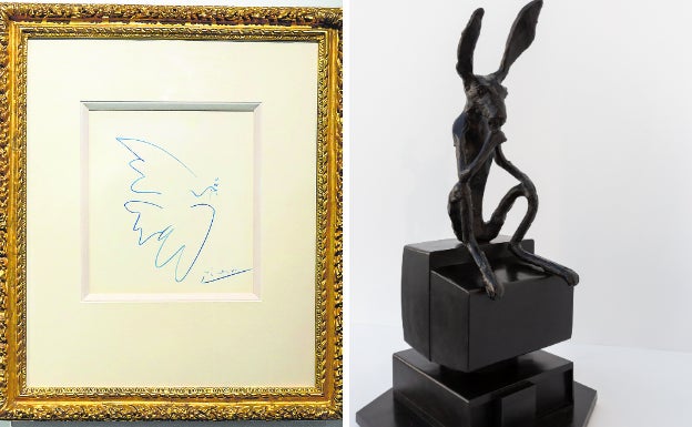 'Paloma', de Pablo Picasso (1966) y 'El gran pensador...', de Barry Flanagan (2003). 