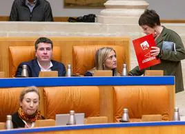 María Martín, en la bancada inferior, en un pleno del Parlamento.