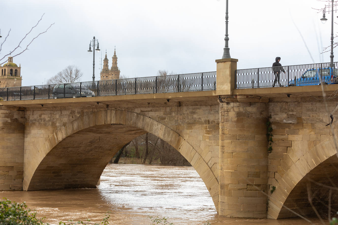 La crecida del Ebro en Logroño, en imágenes