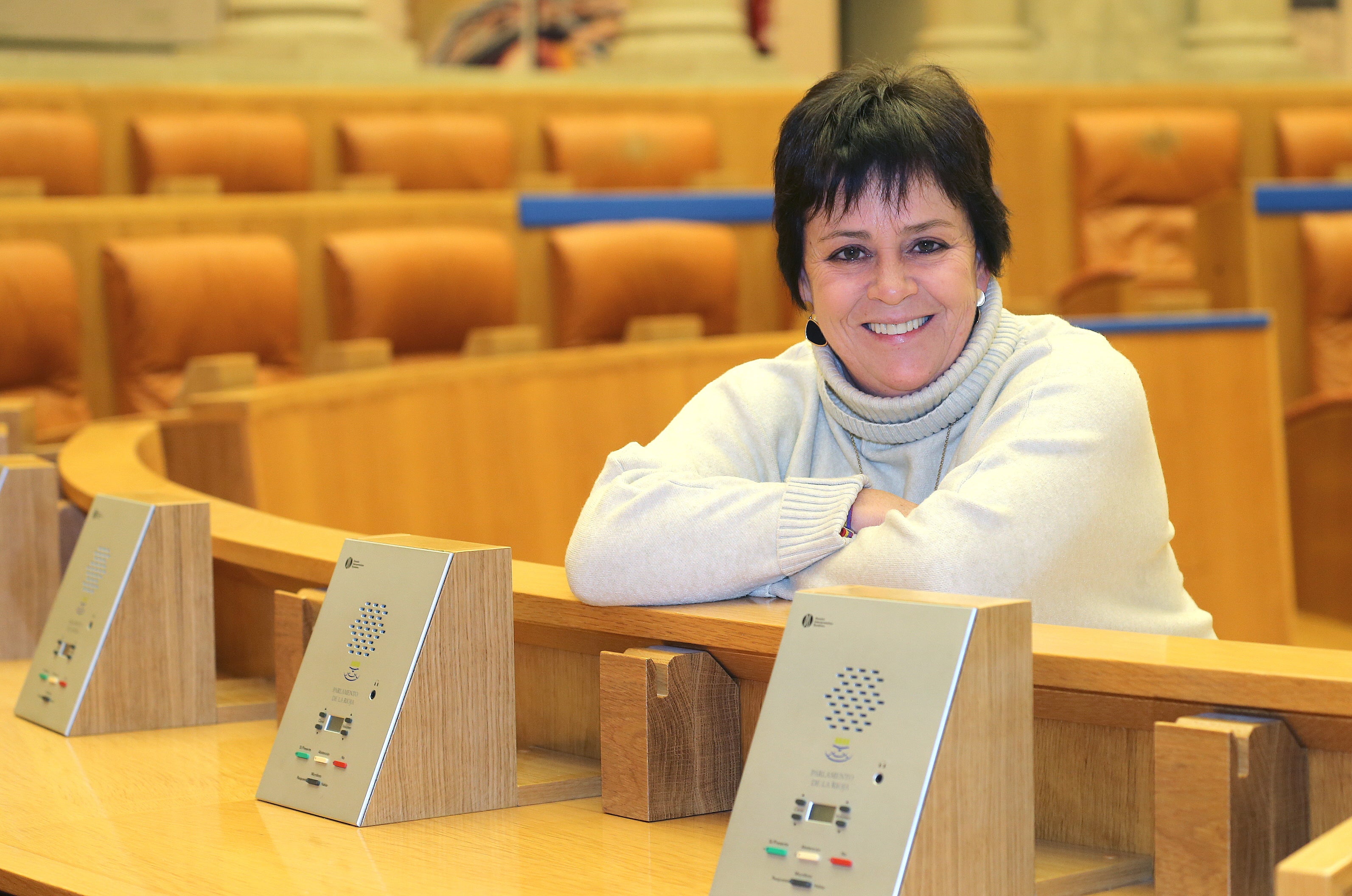 La diputada riojana, en el Parlamento regional.