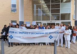 Manifestación de los trabajadores sanitarios en Calahorra.