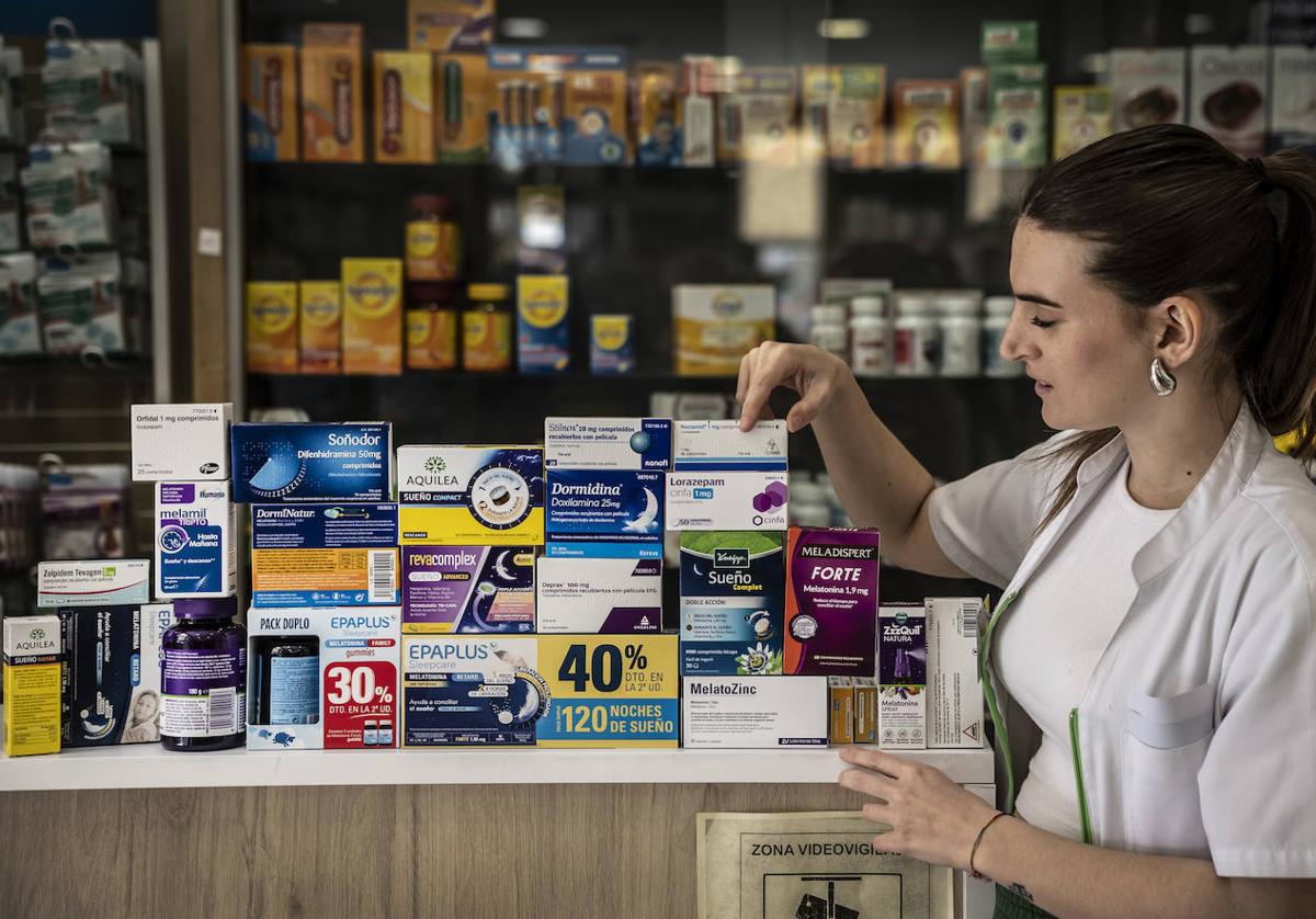 Medicamentos utilizados para conciliar el sueño, en una farmacia riojana.