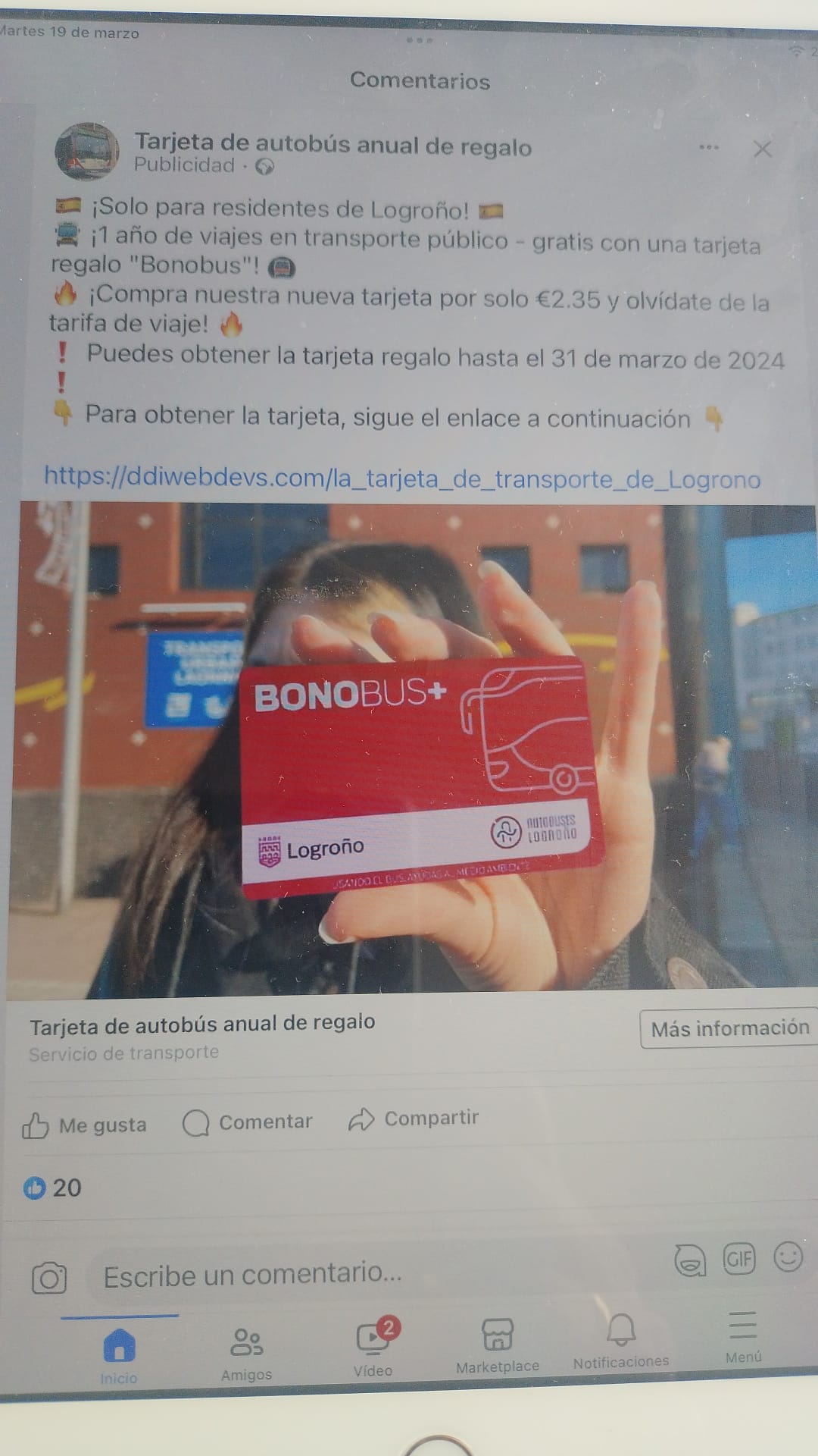 Alerta de estafa: el falso abono de un año de los autobuses de Logroño