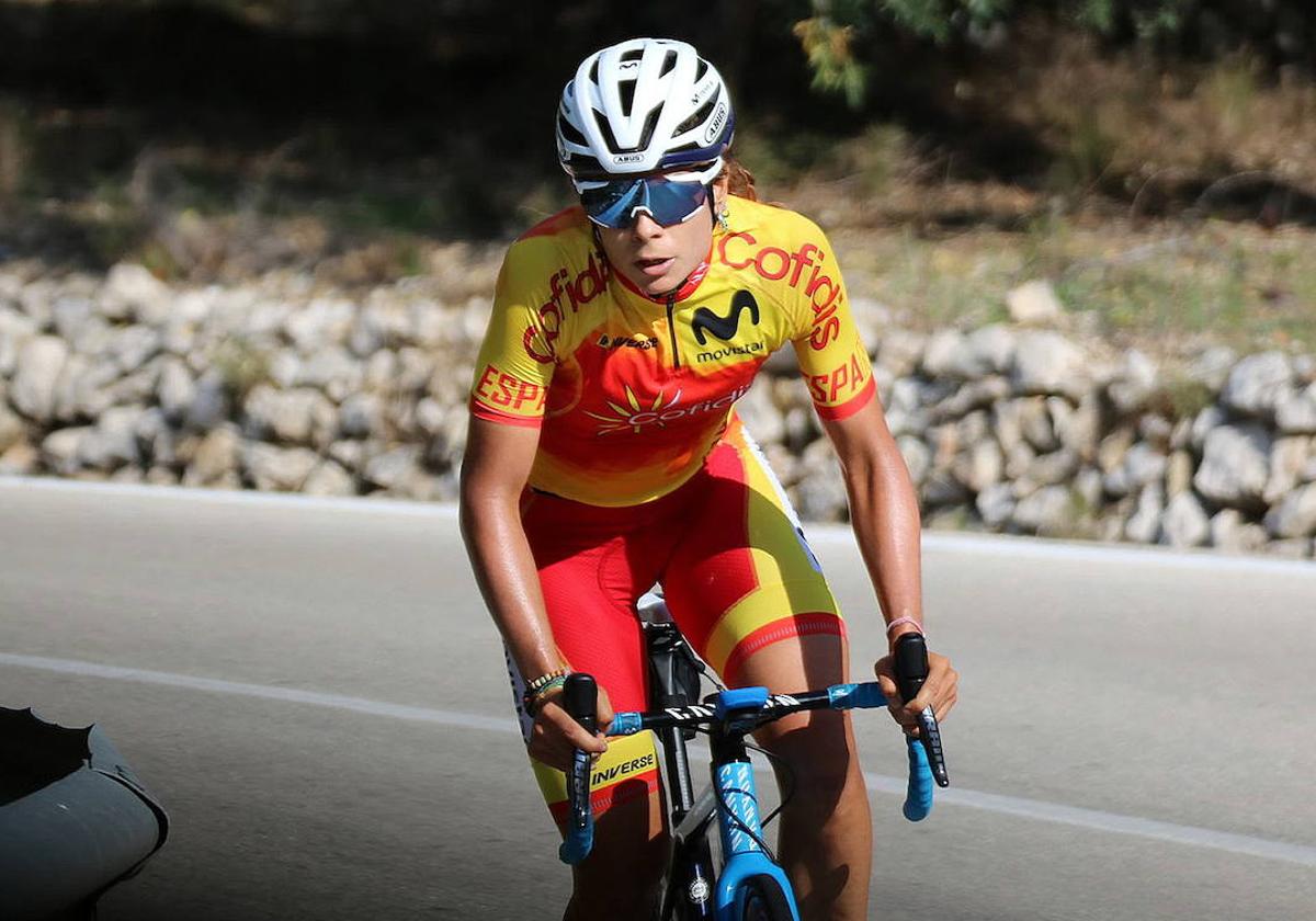 Sheyla Gutiérrez, durante una competición con la selección española