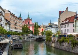 Estampa de Ljubljana, capital de Eslovenia.