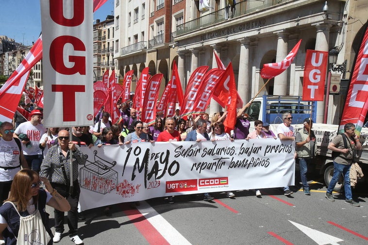 Imagen de la marcha de UGT y CC OO del pasado año.